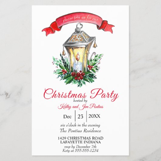 Waterverf Flyer-kerstfeest uitnodiging Flyer (Voorkant)