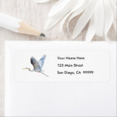 Waterverf Flying Blue Heron Etiket (Insitu)