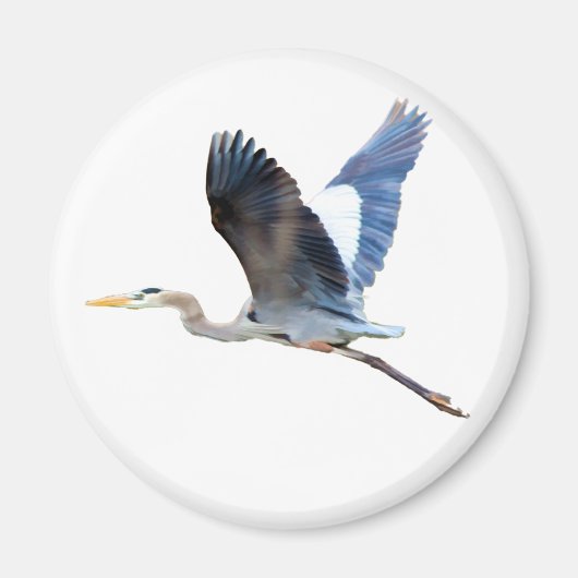 Waterverf Flying Blue Heron Magneet (Voorkant)