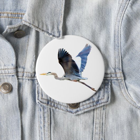 Waterverf Flying Blue Heron Ronde Button 4,0 Cm (In situ)