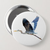 Waterverf Flying Blue Heron Ronde Button 4,0 Cm (Voorkant /achterkant)