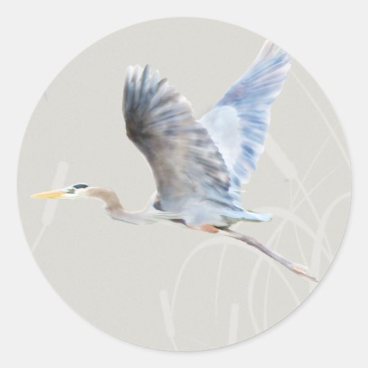 Waterverf Flying Blue Heron Ronde Sticker (Voorkant)