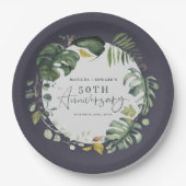 Waterverf foliage 50e bruiloft papieren bordje (Voorkant)