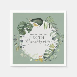 Waterverf foliage 50e bruiloft servet