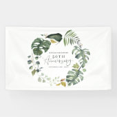 Waterverf foliage 50e bruiloft spandoek (Horizontaal)