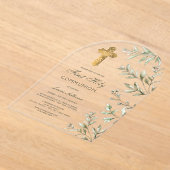 Waterverf Foliage Arch Eerste Communie Acryl Uitnodigingen (Laagn)