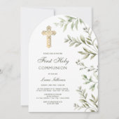 Waterverf Foliage Arch Eerste Communie Kaart (Voorkant)