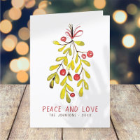 Waterverf Foliage Botanical Holly Berry kerst