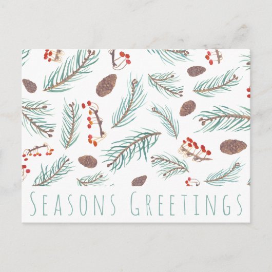 Waterverf Foliage Botanische CUSTOM Christmas Briefkaart (Voorkant)