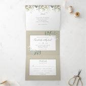 waterverf foliage botanische groen drieluik uitnodiging (Binnen)