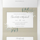 waterverf foliage botanische groen drieluik uitnodiging (Binnenkant midden)