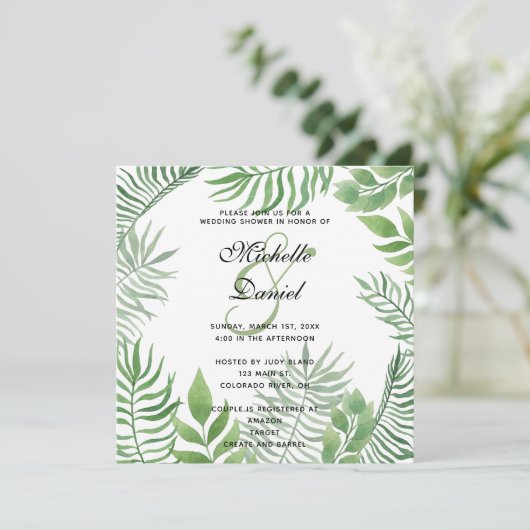 Waterverf Foliage bruiloft douche Kaart (Staand voorkant)