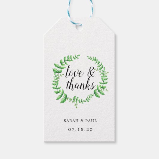 Waterverf Foliage bruiloft gunst dank u Cadeaulabel (Voorkant)