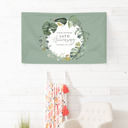 Waterverf foliage bruiloft spandoek (Insitu)