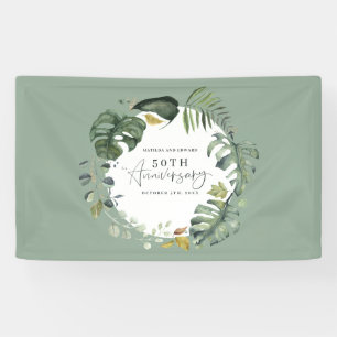 Waterverf foliage bruiloft spandoek