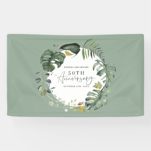 Waterverf foliage bruiloft spandoek (Horizontaal)