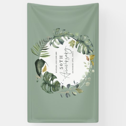 Waterverf foliage bruiloft spandoek (Verticaal)