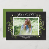 Waterverf Foliage Chalkboard Photo Afstuderen Aankondiging (Voorkant / Achterkant)