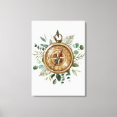 Waterverf Foliage Compass Canvas Afdruk (Voorkant)