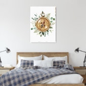 Waterverf Foliage Compass Canvas Afdruk (Insitu (Slaapkamer))