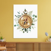 Waterverf Foliage Compass Canvas Afdruk (Insitu (Woonkamer))