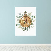 Waterverf Foliage Compass Canvas Afdruk (Insitu (Houten vloer))