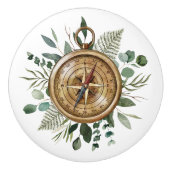 Waterverf Foliage Compass Keramische Knop (Voorkant)