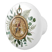 Waterverf Foliage Compass Keramische Knop (Rechts)