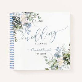 WATERVERF FOLIAGE DUSTY BLUE GUM WEDDING PLANNER NOTITIEBOEK