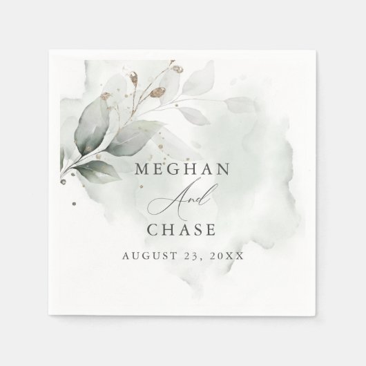 Waterverf Foliage Dusty Green Servet (Voorkant)