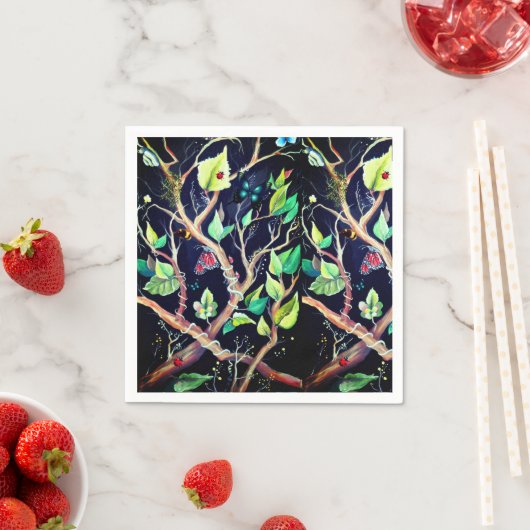Waterverf Foliage en Butterflies Artwork Servetten (Insitu)