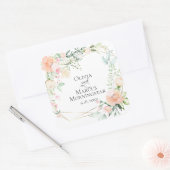 Waterverf Foliage en koraal- en ivoren bloemen Vierkante Sticker (Envelop)