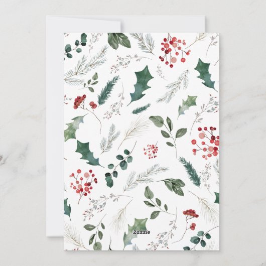 Waterverf Foliage Familie Foto Kerstmis Kaart (Achterkant)