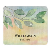 Waterverf Foliage Familienaam Snijplank (Voorkant)