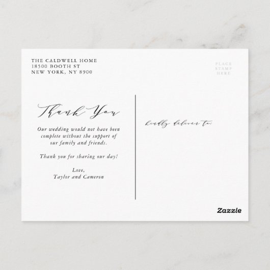 Waterverf Foliage Foto bruiloft Hartelijk dank Briefkaart (Achterkant)