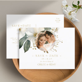 Waterverf Foliage Foto Bruiloft Save the Date Briefkaart