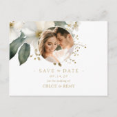 Waterverf Foliage Foto Bruiloft Save the Date Briefkaart (Voorkant)