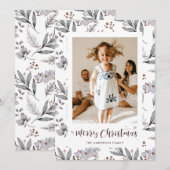Waterverf Foliage Foto Vrolijk Kerstfeest Kaart (Voorkant / Achterkant)