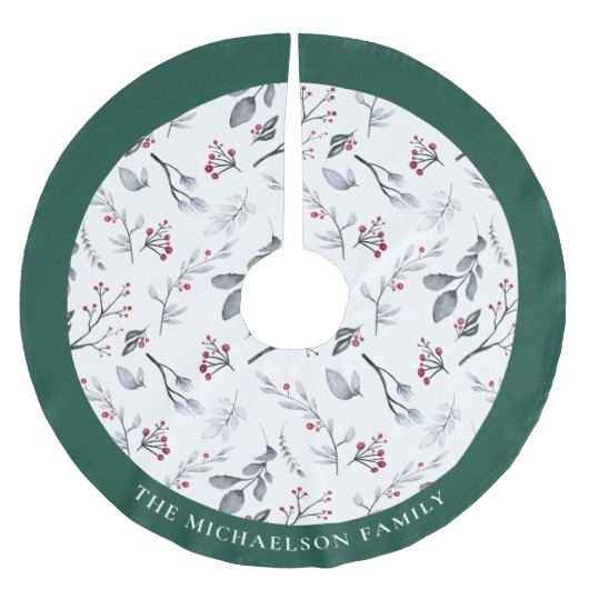 Waterverf Foliage gepersonaliseerd Kerstboom Rok (Voorkant)