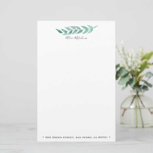 Waterverf Foliage ⎢Gepersonaliseerde briefpapier (Staand voorkant)