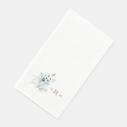 Waterverf Foliage Gold Monogram Servet (Hoek)