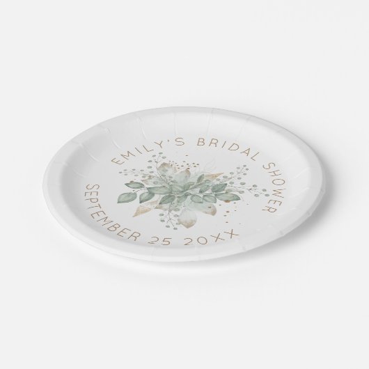 Waterverf Foliage Gold Sage Vrijgezellenfeest Papi Papieren Bordje (Gekanteld)