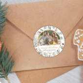 Waterverf Foliage Gold Script Foto Kerst Ronde Sticker