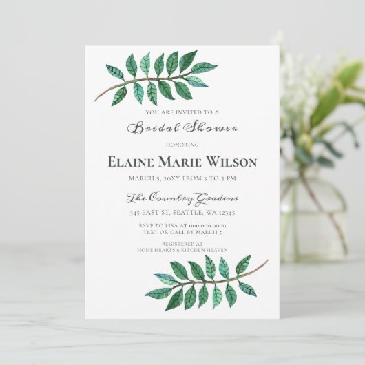 Waterverf Foliage Greenery Vrijgezellenfeest Kaart (Staand voorkant)