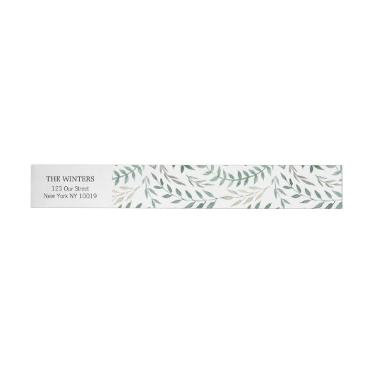 Waterverf Foliage Greenery Wedding Adreslabel Wikkel (Individueel)