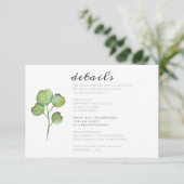 Waterverf Foliage Greenery Wedding Informatiekaartje (Staand voorkant)