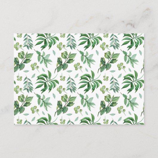 Waterverf Foliage Greenery Wedding Informatiekaartje (Achterkant)