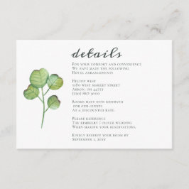 Waterverf Foliage Greenery Wedding Informatiekaartje