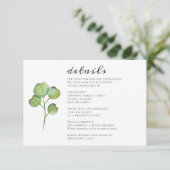 Waterverf Foliage Greenery Wedding Informatiekaartje (Staand voorkant)