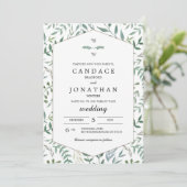 Waterverf Foliage Greenery Wedding Kaart (Staand voorkant)